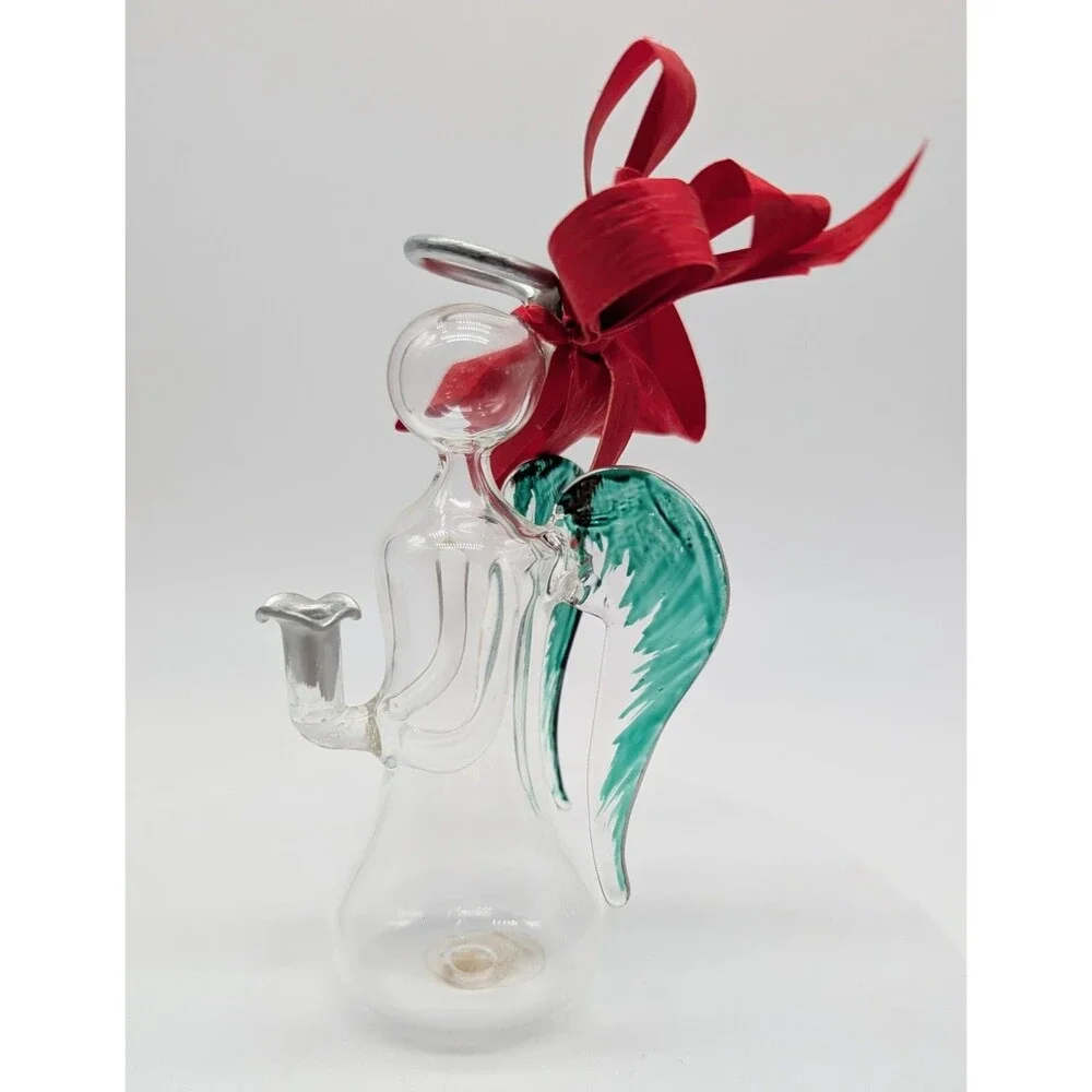 Vtg Soffieria Parise Hand Blown Glass Christmas Angel Candle Holder Italy